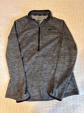 Nike Men's Black & Gray Heather Quarter-Zip Performance Pullover